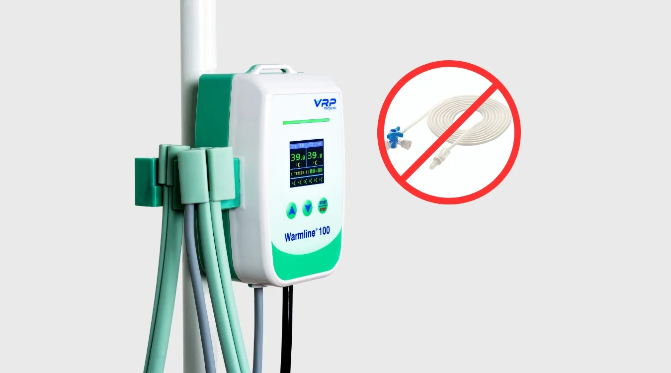 Blood and fluid warmer showing compatibility with standard medical IV sets for cost-effective use